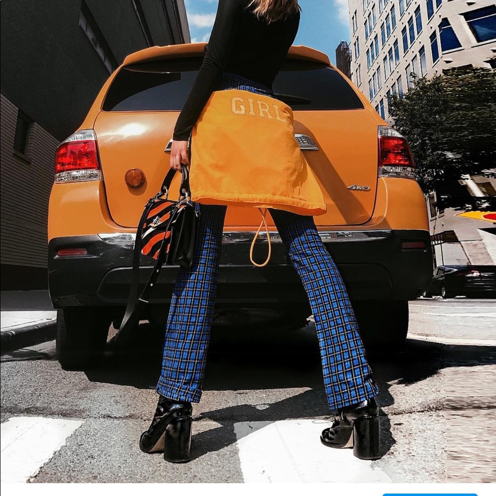 UNIF BLUE PLAID PANT